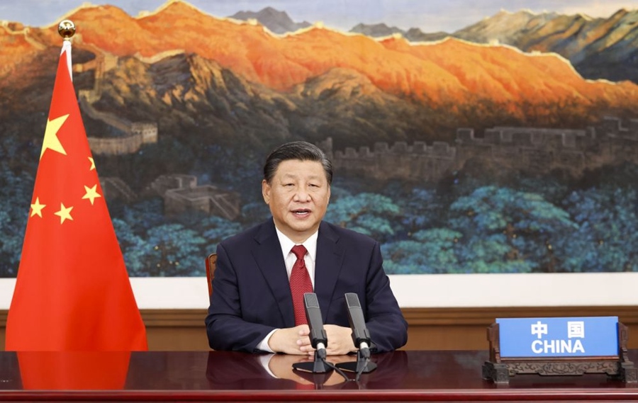 2021年9月21日，國家主席習近平在北京以視頻方式出席第七十六屆聯(lián)合國大會一般性辯論并發(fā)表題為《堅定信心 共克時艱 共建更加美好的世界》的重要講話。