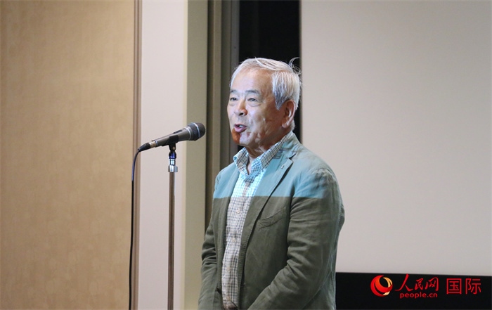 展覽名譽顧問、日本前文化廳長官青柳正規(guī)致辭。（人民網(wǎng) 許可攝）