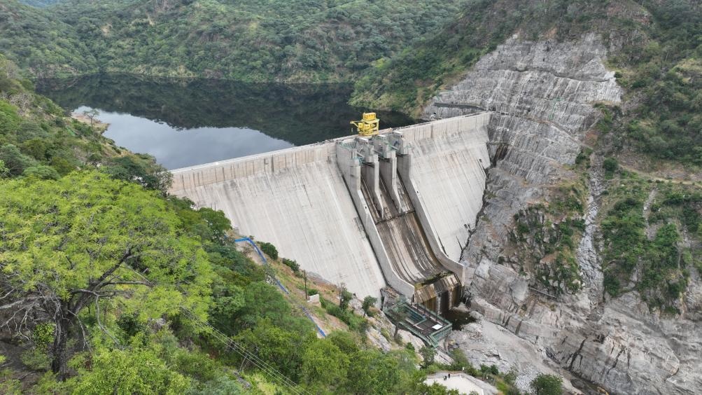 3月23日，航拍的下凱富峽水電站大壩。