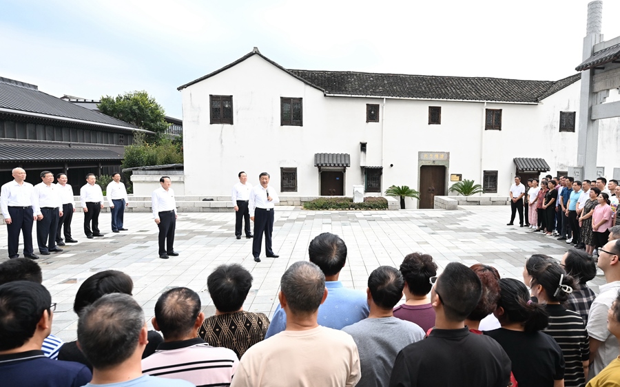 9月20日下午，習(xí)近平總書記在楓橋經(jīng)驗(yàn)陳列館考察。新華社記者 燕雁 攝