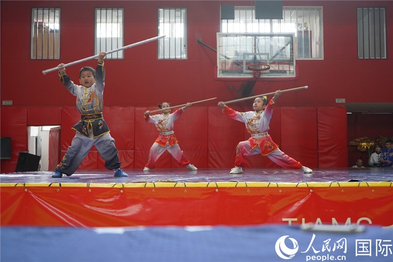 圖為開(kāi)幕式現(xiàn)場(chǎng)兒童武術(shù)表演。人民網(wǎng)記者 許放攝