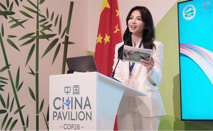 中國知名演員劉濤發(fā)表主旨演講。COP28中國角供圖