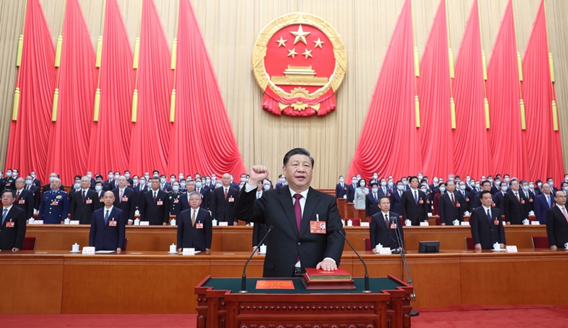 2023年3月10日，習(xí)近平進(jìn)行憲法宣誓。