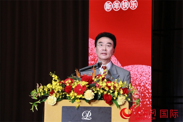 在日中國企業(yè)協會會長王家馴致辭。人民網 許可攝