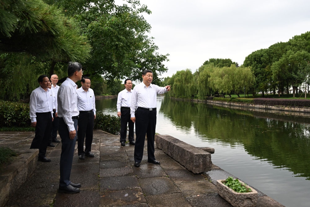 2023年9月20日下午，習(xí)近平在浙江省紹興市浙東運(yùn)河文化園考察。新華社記者 謝環(huán)馳 攝