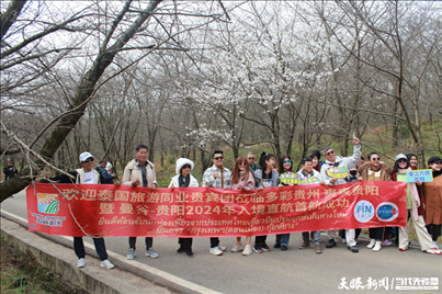首個(gè)泰國(guó)入境旅游團(tuán)打卡貴安櫻花園。