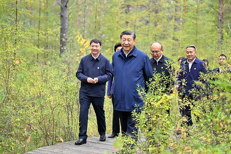 △2023年9月6日，習(xí)近平總書記在大興安嶺地區(qū)漠河市漠河林場自然林區(qū)考察。