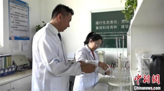 圖為王佐(左一)在廠區(qū)實驗室內(nèi)工作。白先森 攝