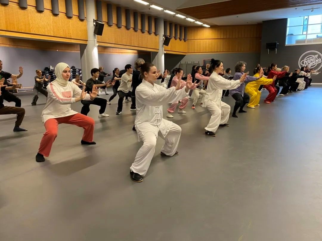 培訓(xùn)班學(xué)員學(xué)習(xí)太極拳。斯德哥爾摩中國(guó)文化中心供圖