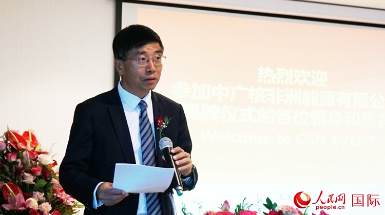 國(guó)家電網(wǎng)公司非洲辦事處主任汪文安致辭。人民網(wǎng) 劉暢攝