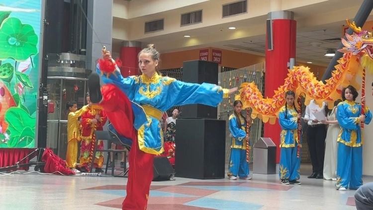 羅馬尼亞人舞龍舞獅隊(duì)進(jìn)行精彩表演。中國(guó)駐羅馬尼亞大使館領(lǐng)僑處供圖