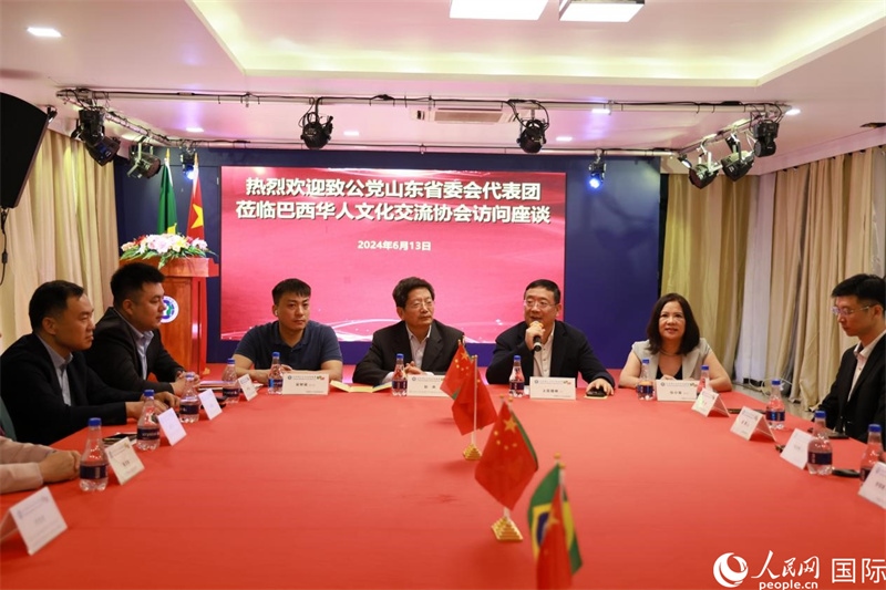 巴西華人文化交流協(xié)會(huì)主席上官劍鋒在座談會(huì)上致辭。人民網(wǎng)記者 宋亦然攝