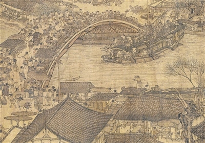 中國(guó)畫《清明上河圖》（局部），作者為北宋張擇端。 故宮博物院藏