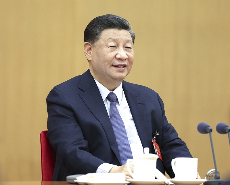 2022年10月17日，習(xí)近平同志參加黨的二十大廣西代表團(tuán)討論。