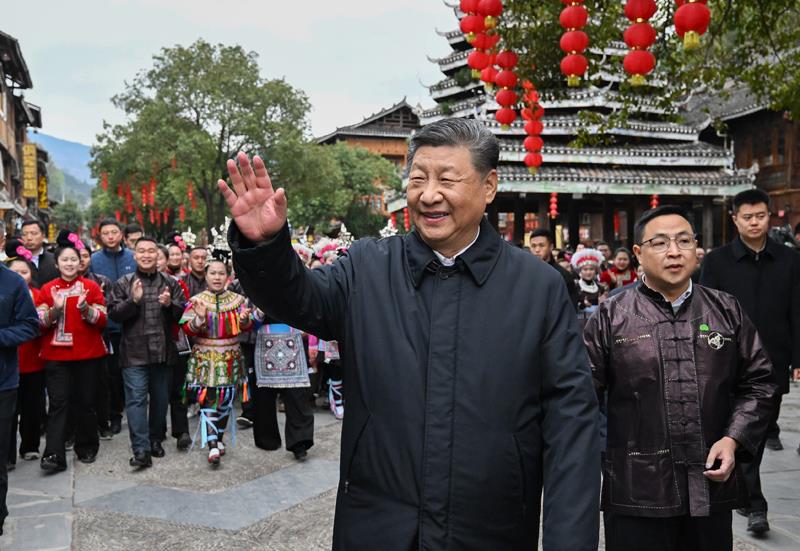 △2025年3月17日，習(xí)近平總書記在貴州黎平縣肇興侗寨考察。